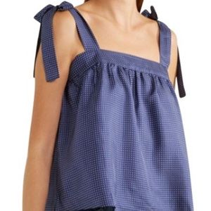 J-Crew shoulder self tie cami top / polka dot